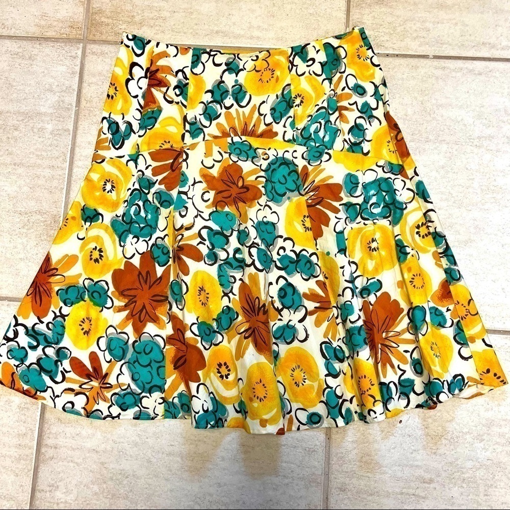 LOLA P yellow Y2K Floral A-line full skirt woman’s size L